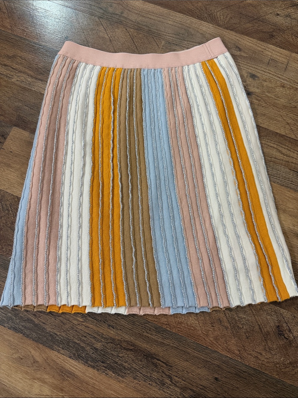 Anthropologie Eva Franco Vertical Stripe Pull on Knit Mini Skirt Womens Shim
